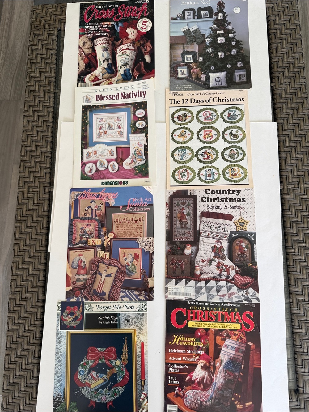 Lot of 8 Vintage Cross Stitch Christmas Pattern Books Nativity 12 Days Stockings